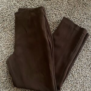 VTG Dark Brown Espresso Neiman Marcus 100% Silk Pants Straight Leg Espresso L